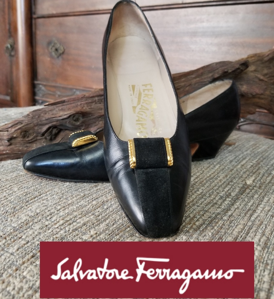 Salvatore Ferragamo leather cuban heel shoe